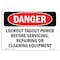 Signmission OSHA Danger, Lockout Tagout Power Servicing Repairing, 7in X 5in Decal, 5" W, 7" L, Landscape OS-DS-D-57-L-1845 - alternate 1